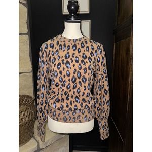 NWT Ann Taylor Leopard Puff Sleeve Sweater - Maple - Size Medium